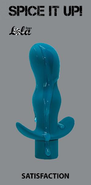Бирюзовая анальная пробка с вибрацией Satisfaction - 11,5 см. от Lola toys