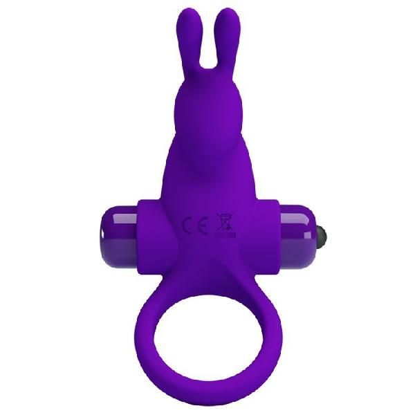 Фиолетовое эрекционное кольцо с выступом-зайчиком для стимуляции клитора от Baile