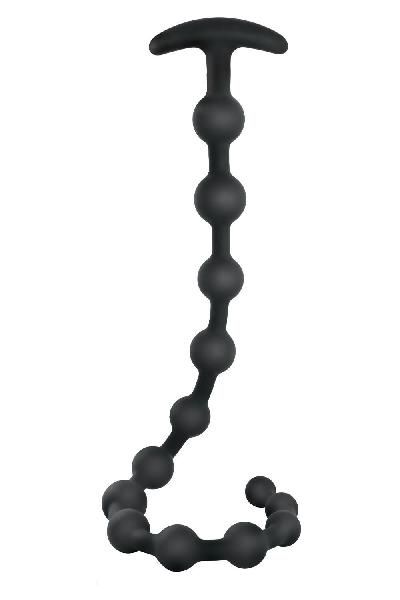 Черная анальная цепочка Ribbed Silicone Anal Beads - 48,3 см. от NMC