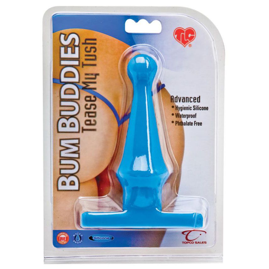 Голубая анальная пробка Bum Buddies Tease My Tush Advanced Silicone Anal Plug - 15 см. от Topco Sales