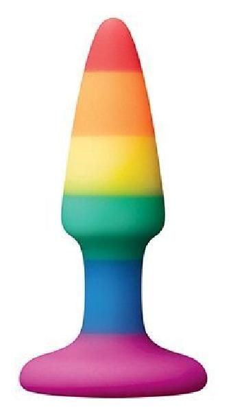 Разноцветная анальная втулка RAINBOW ANAL PLUG MINI - 9 см. от Dream Toys