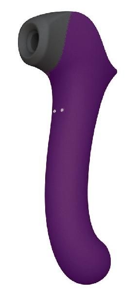 Фиолетовый клиторальный стимулятор Caldo с функцией вибратора - 19 см. от САТИСФАКЕР