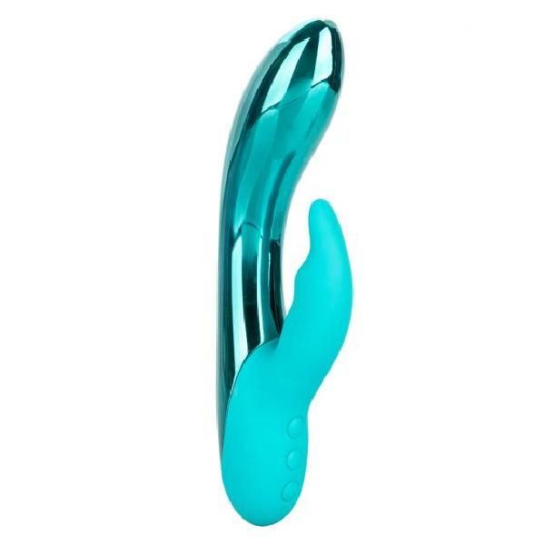 Бирюзовый вибратор Brilliance с клиторальным отростком от California Exotic Novelties