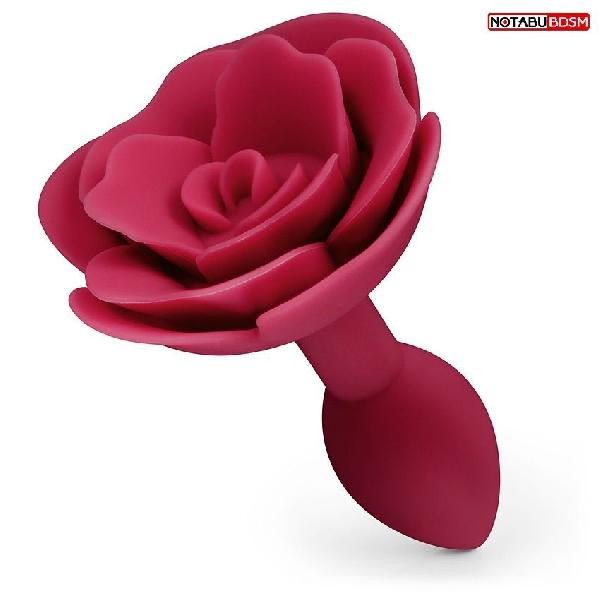 Красная гладкая анальная втулка-роза от Bior toys