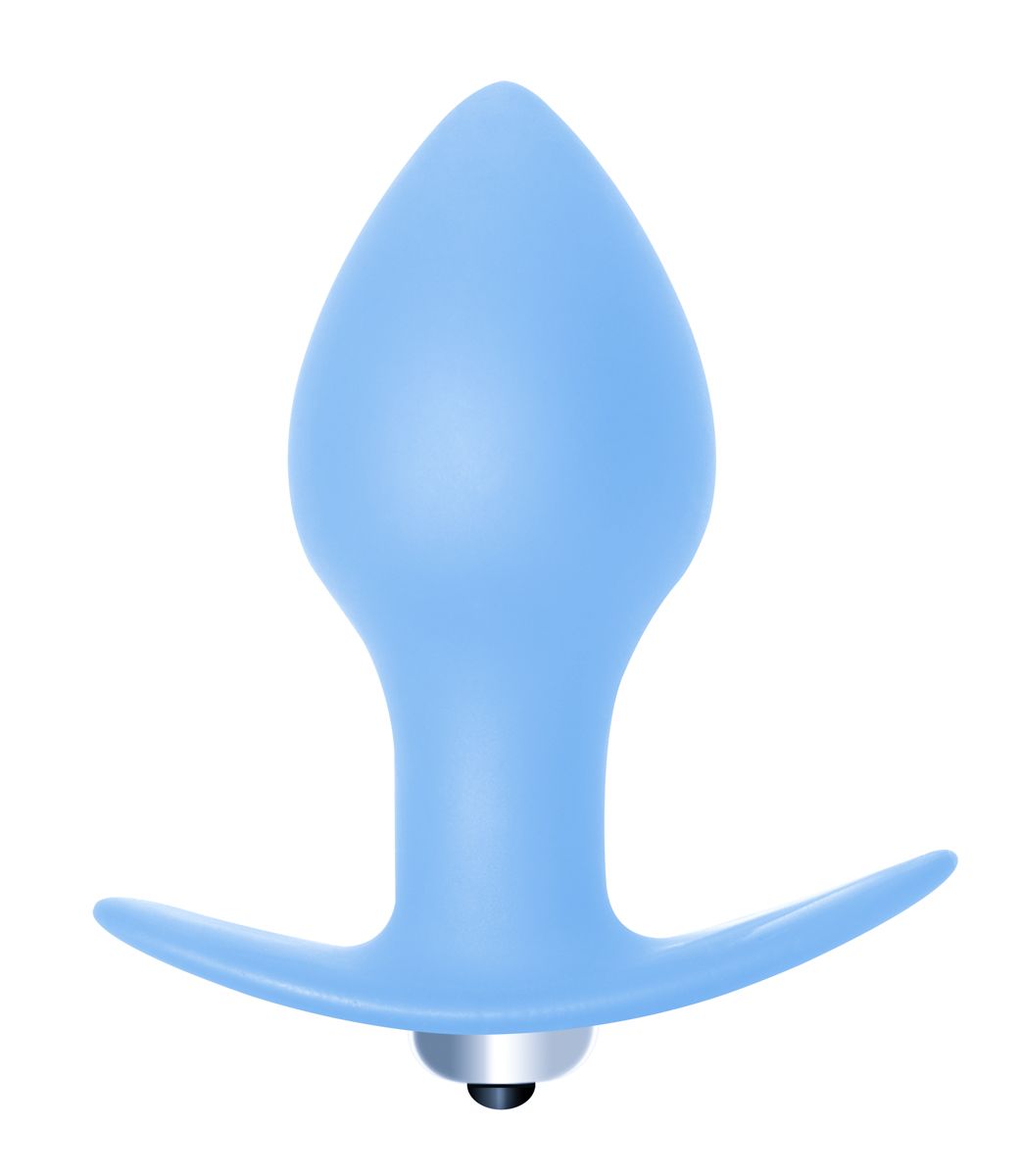 Голубая анальная пробка с вибрацией Bulb Anal Plug - 10 см. от Lola toys