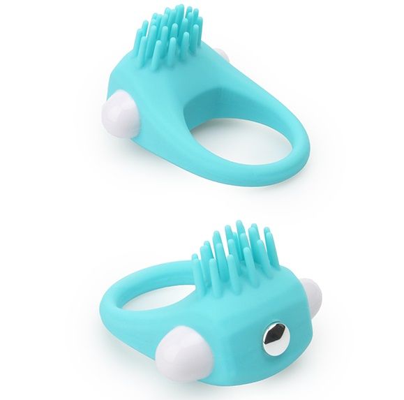 Голубое эрекционное кольцо с щеточкой LIT-UP SILICONE STIMU RING 5 от Dream Toys