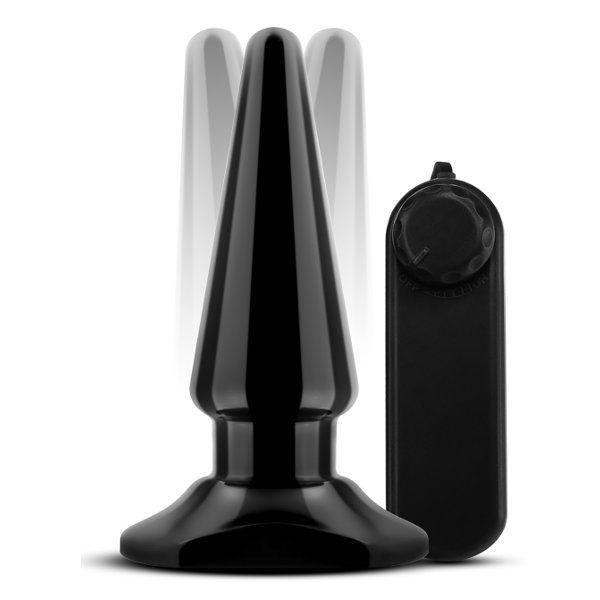 Черная анальная пробка с вибрацией Basic Vibrating Anal Pleaser - 10,2 см. от Blush Novelties