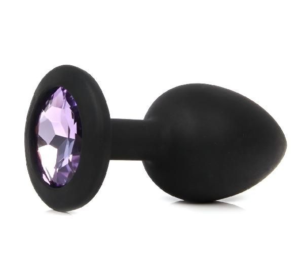 Черная анальная пробка с сиреневым кристаллом - 7,3 см. от Sexy Friend