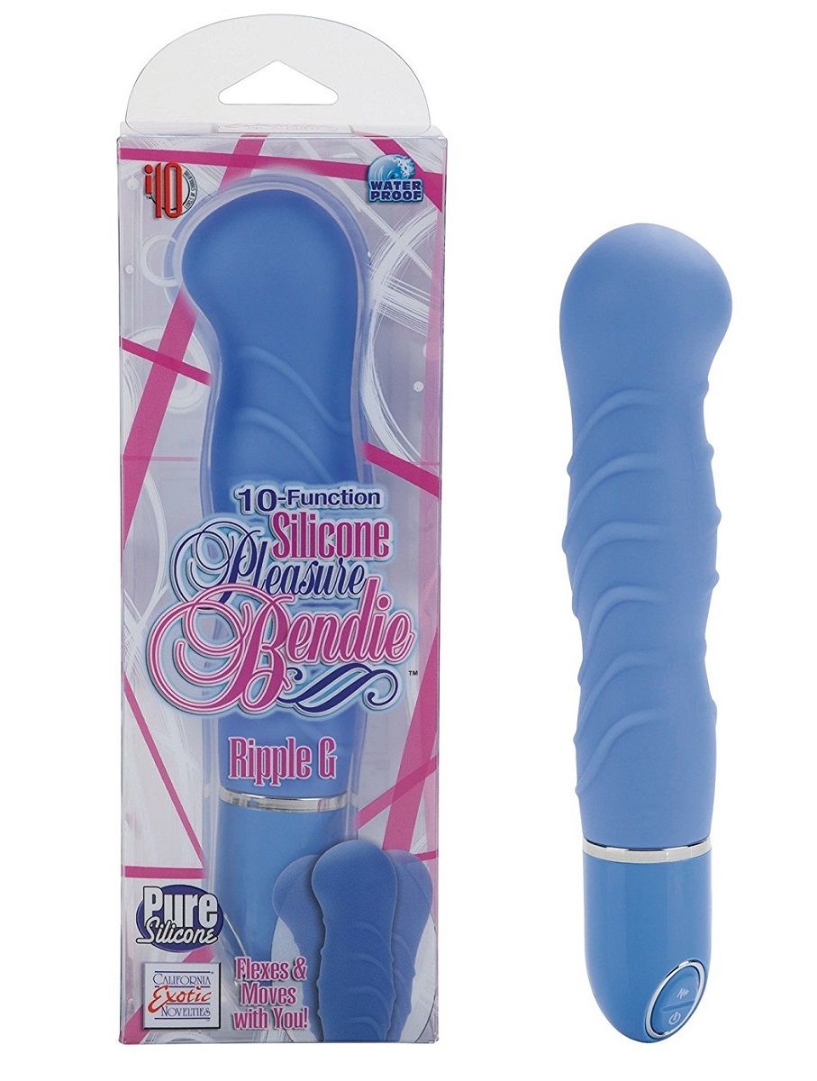 Голубой гнущийся вибратор Silicone Pleasure Bendie Ripple G s - 17,3 см. от California Exotic Novelties