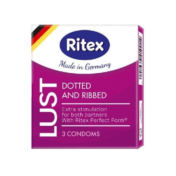 Рифленые презервативы RITEX LUST с пупырышками - 3 шт. от RITEX