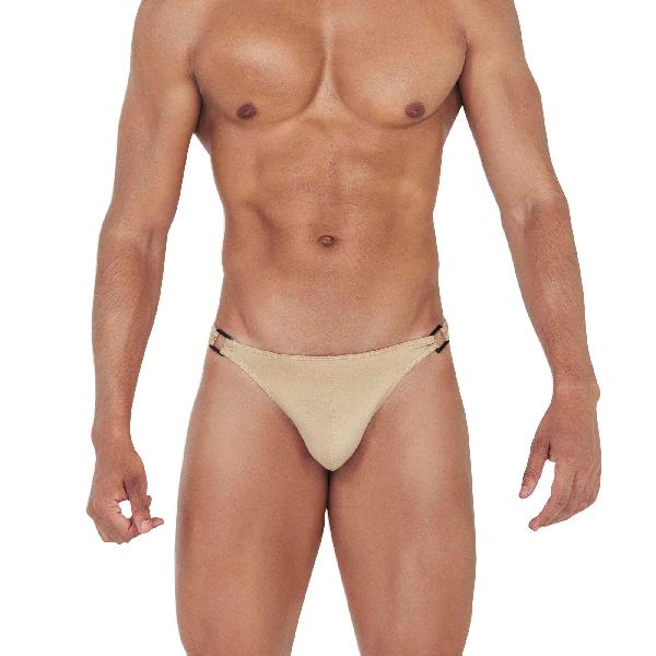 Золотистые мужские трусы-тонги с пряжками Flashing Thong от Clever Masculine Underwear