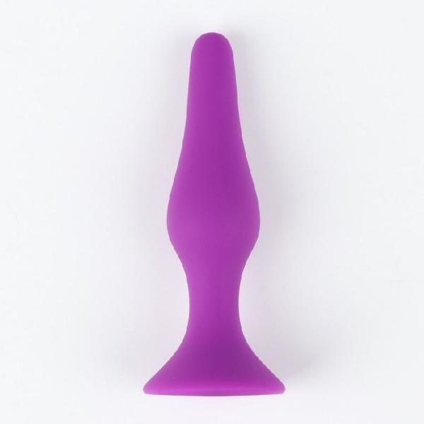 Фиолетовая коническая силиконовая анальная пробка Soft - 13 см. от Сима-Ленд