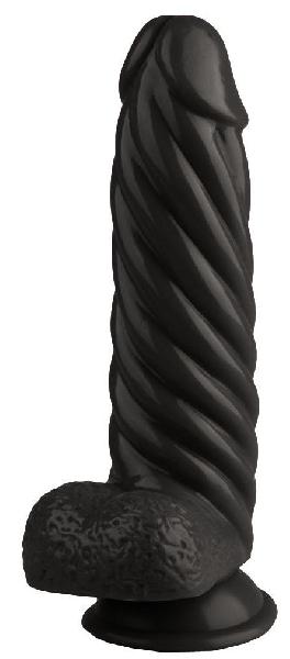 Черный реалистичный винтообразный фаллоимитатор на присоске - 21 см. от Сумерки богов