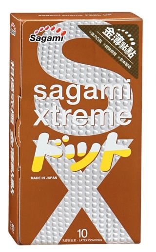 Презервативы Sagami Xtreme Feel Up с точечной текстурой и линиями прилегания - 10 шт. от Sagami