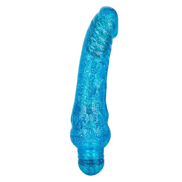 Синий вибратор-реалистик Sparkle Glitter Jack - 18,25 см. от California Exotic Novelties