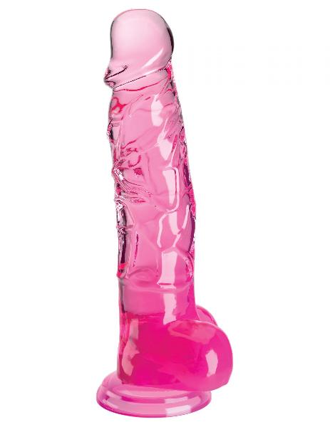 Розовый фаллоимитатор с мошонкой на присоске 8’’ Cock with Balls - 22,2 см. от Pipedream