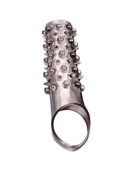 Дымчатая насадка на пенис с шипами и выпуклостями - 12 см. от Sex Expert