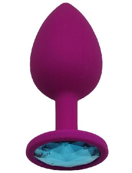 Пурпурная анальная пробка с голубым кристаллом - 8,4 см. от Eroticon