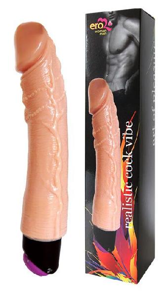 Вибратор телесного цвета Realistic Cock Vibe - 20 см. от Bior toys