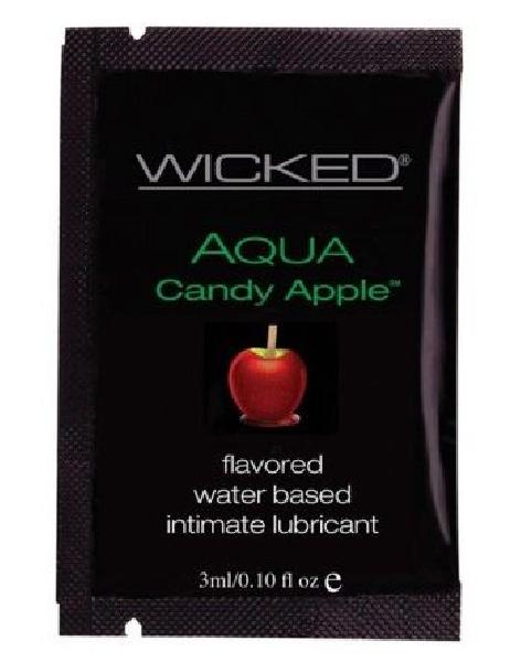 Лубрикант с ароматом сахарного яблока WICKED AQUA Candy Apple - 3 мл. от Wicked