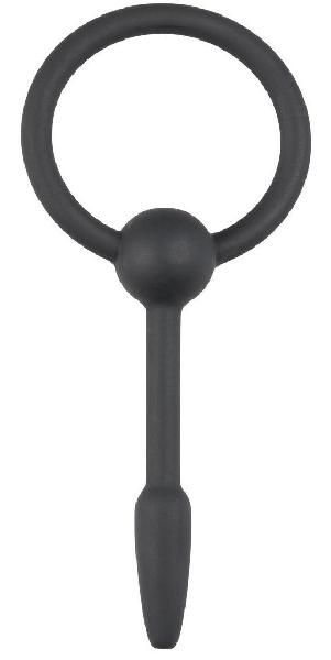 Черный уретральный расширитель Small Silicone Penis Plug With Pull Ring - 10,5 см. от EDC Wholesale