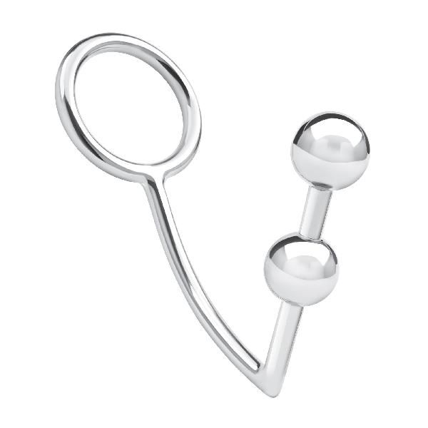 Кольцо на пенис с анальным стимулятором Two Bead Stainless Steel Anal Hook   Cock Ring от BlueLine