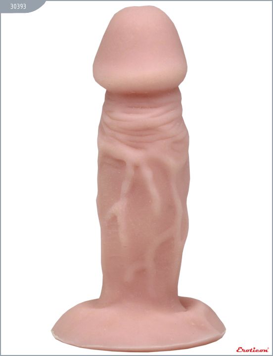 Телесная анальная пробка-фаллос на присоске - 11 см. от Eroticon