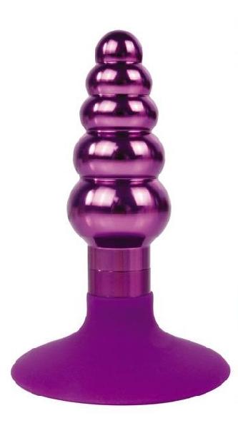 Фиолетовая анальная пробка-елочка с ограничителем - 9 см. от Bior toys