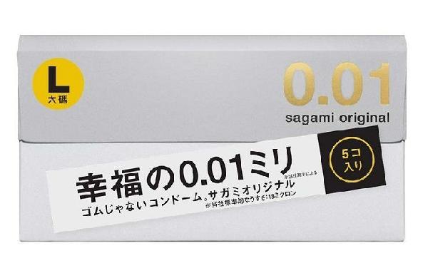 Презервативы Sagami Original 0.02 L-size увеличенного размера - 5 шт. от Sagami