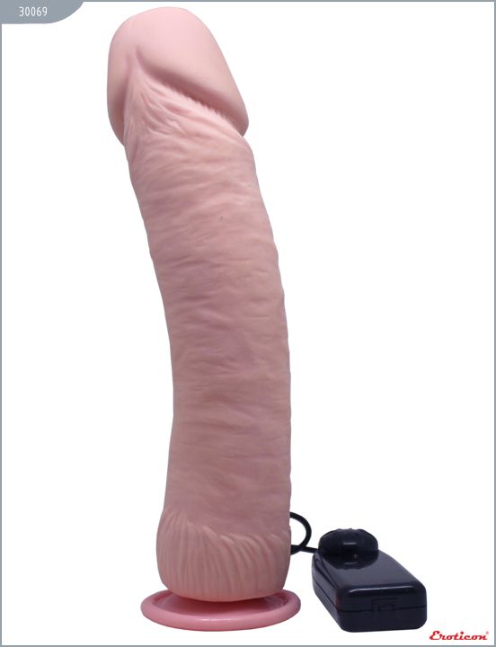 Телесный вибратор-гигант на присоске - 26,5 см. от Eroticon