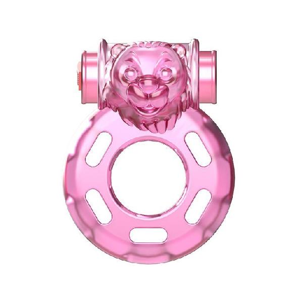 Розовое эрекционное кольцо с вибрацией Pink Bear от Baile