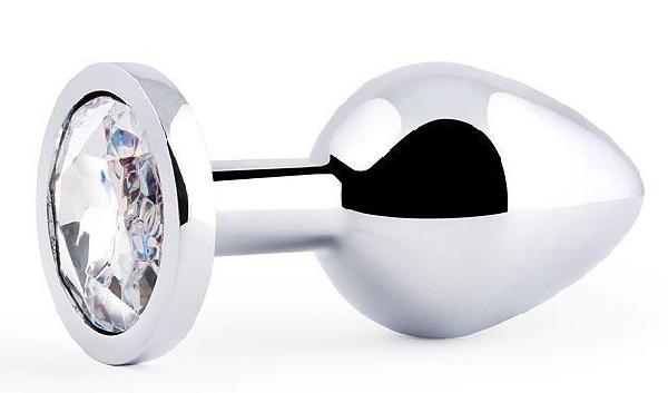 Серебристая анальная пробка с прозрачным стразом - 7,2 см. от Anal Jewelry Plug