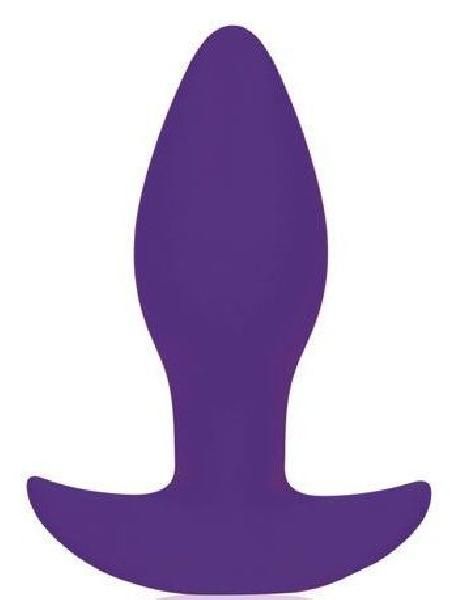 Фиолетовая коническая анальная вибровтулка с ограничителем - 8,5 см. от Bior toys