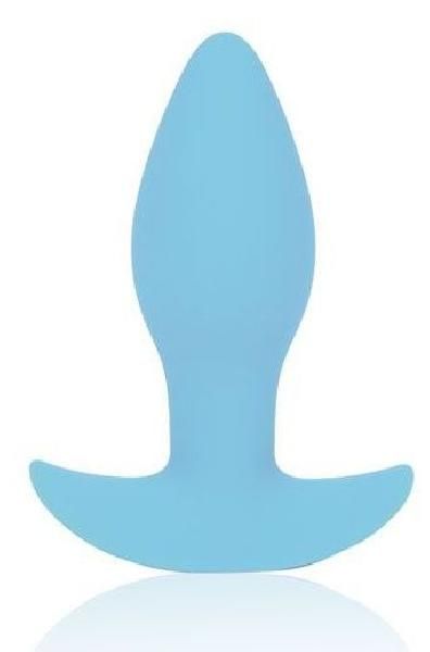 Голубая коническая анальная вибровтулка с ограничителем - 8,5 см. от Bior toys