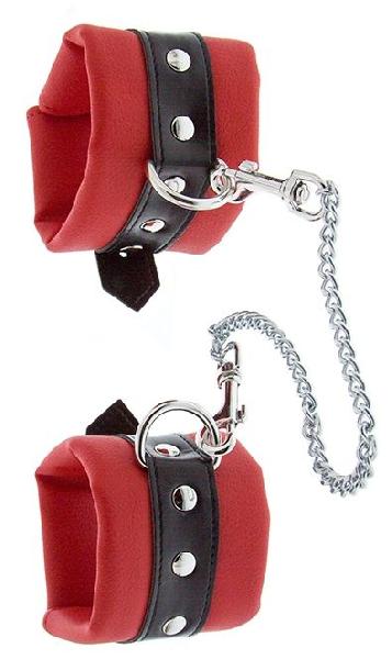 Красно-чёрные наручники на металлической цепочке от Blush Novelties