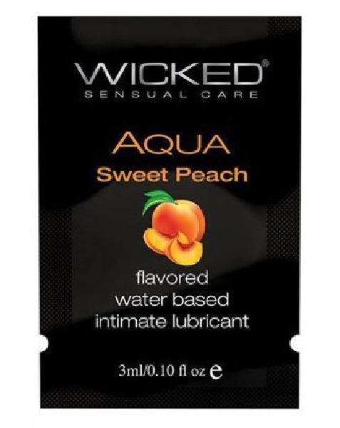 Лубрикант с ароматом спелого персика WICKED AQUA Sweet Peach - 3 мл. от Wicked