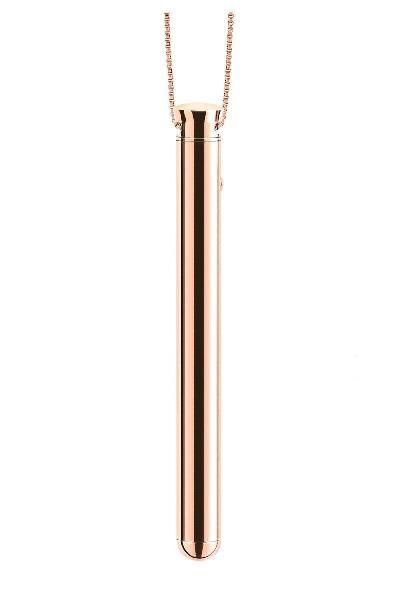 Золотистый вибростимулятор-кулон на цепочке Necklace Rechargeable Vibrator от Le Wand