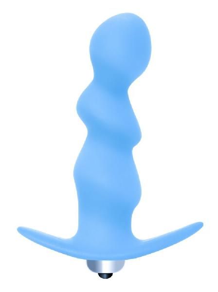 Голубая фигурная анальная вибропробка Spiral Anal Plug - 12 см. от Lola toys