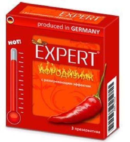 Презервативы Expert  Афродизиак  с разогревающим эффектом - 3 шт. от Expert