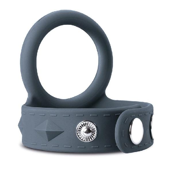 Темно-серое эрекционное кольцо с утяжкой для мошонки - размер L от EDC Wholesale