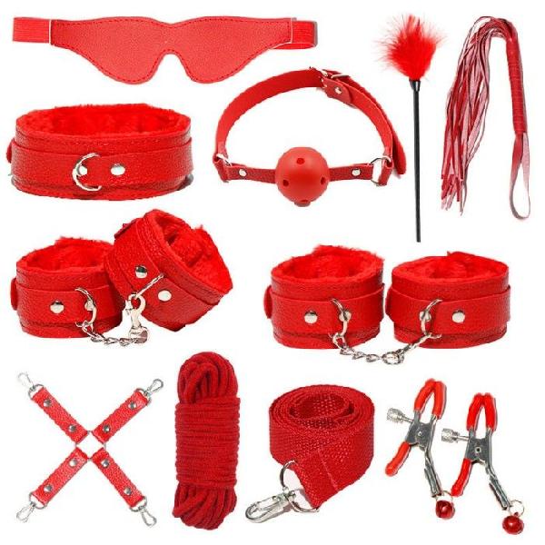 Красный БДСМ-набор «Оки-Чпоки» из 11 предметов от Сима-Ленд