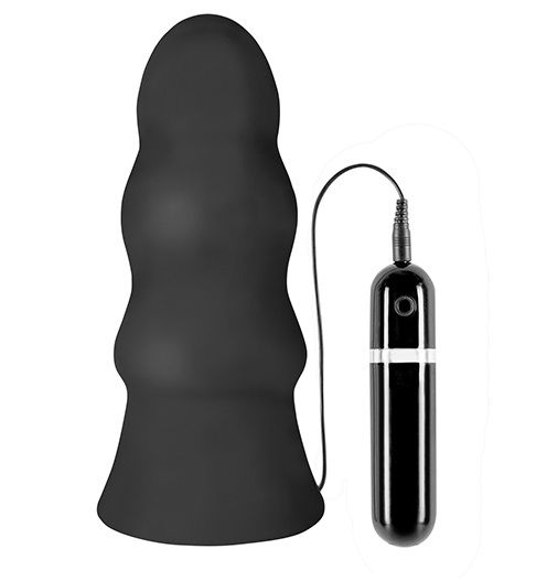 Чёрная виброёлочка MENZSTUFF VIBRATING BUTTCRASHER WAVED - 20 см. от Dream Toys