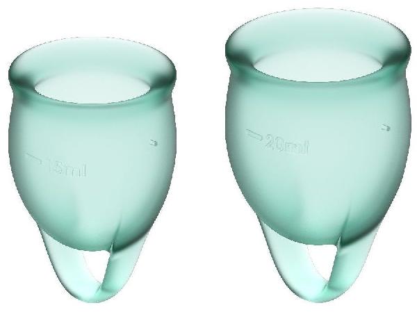 Набор темно-зеленых менструальных чаш Feel confident Menstrual Cup от Satisfyer
