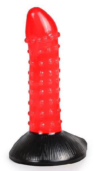 Красно-черный фантазийный фаллоимитатор с пупырышками - 20 см. от Bior toys