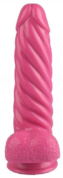 Розовый реалистичный винтообразный фаллоимитатор на присоске - 21 см. от Сумерки богов