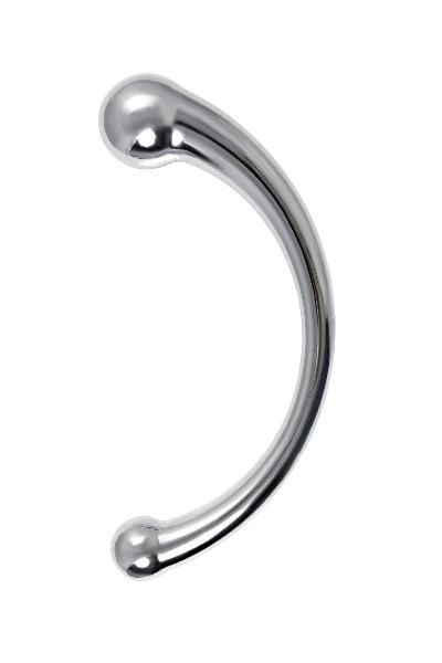 Серебристый двусторонний металлический дилдо - 21 см. от ToyFa