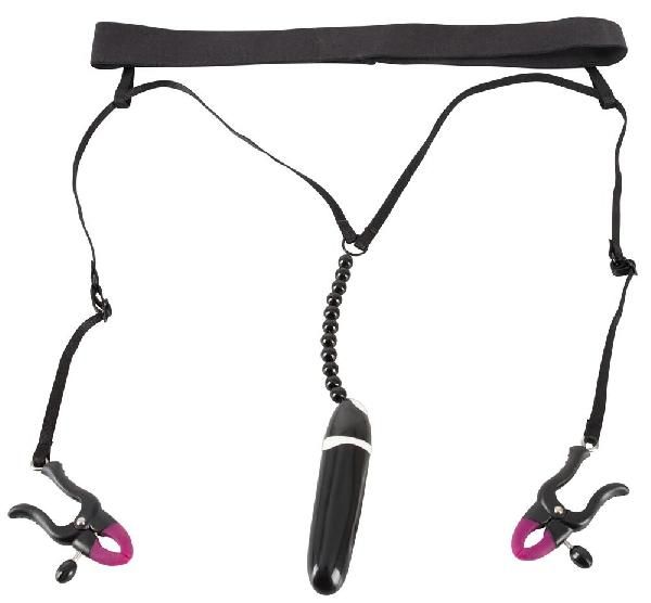 Женские вибростринги с зажимами для половых губ Spreader String with Vibrator от Orion