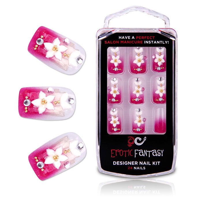 Акриловые типсы с розовым маникюром Spring Flower от Erotic Fantasy