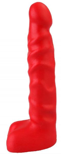 Красный анальный стимулятор с мошонкой - 14 см. от Сумерки богов