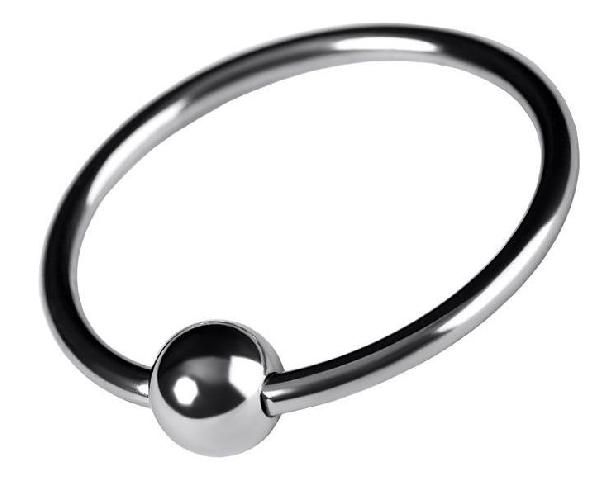 Серебристое кольцо на пенис с шариком от ToyFa